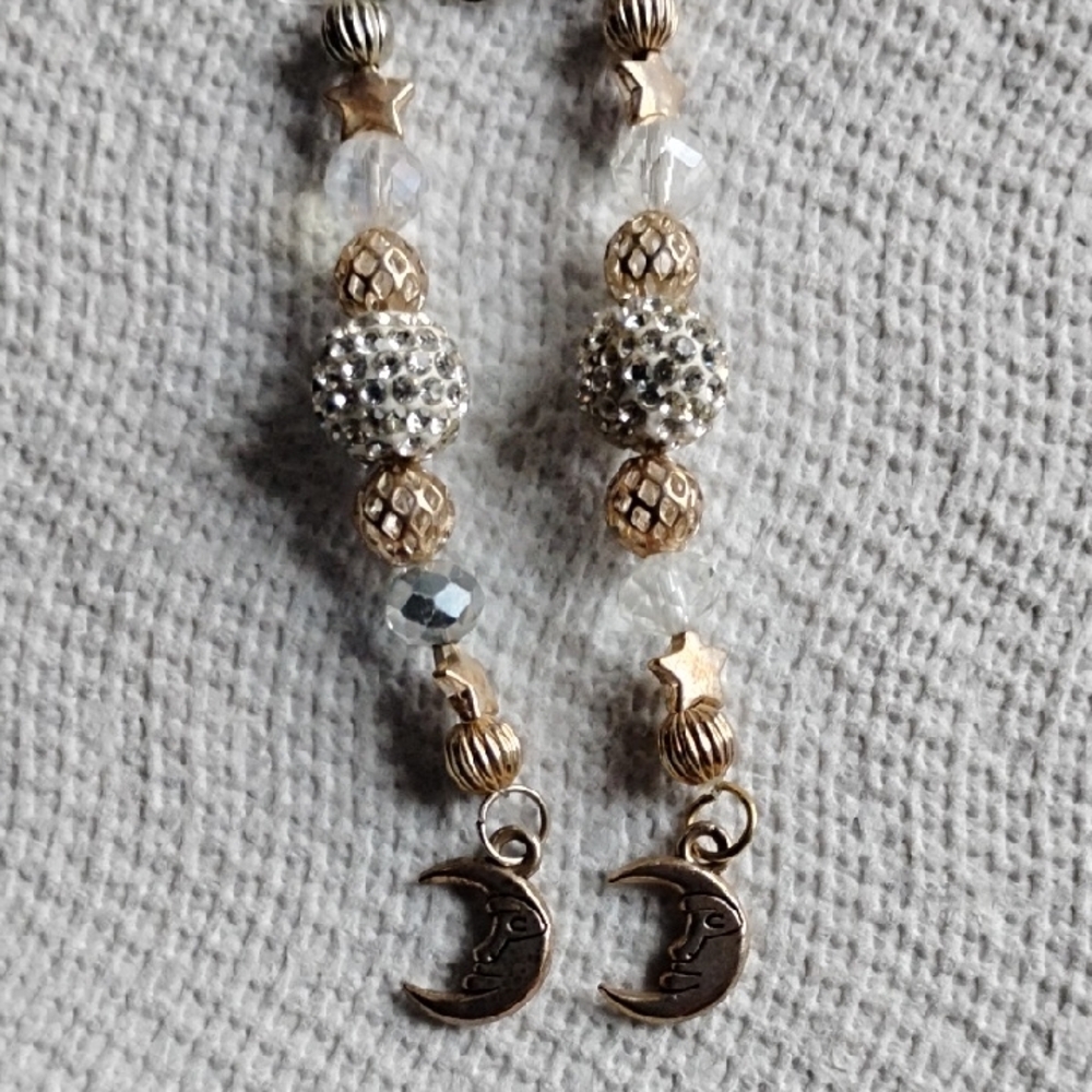Hand Crafted Gold and Silver Moon Earrings